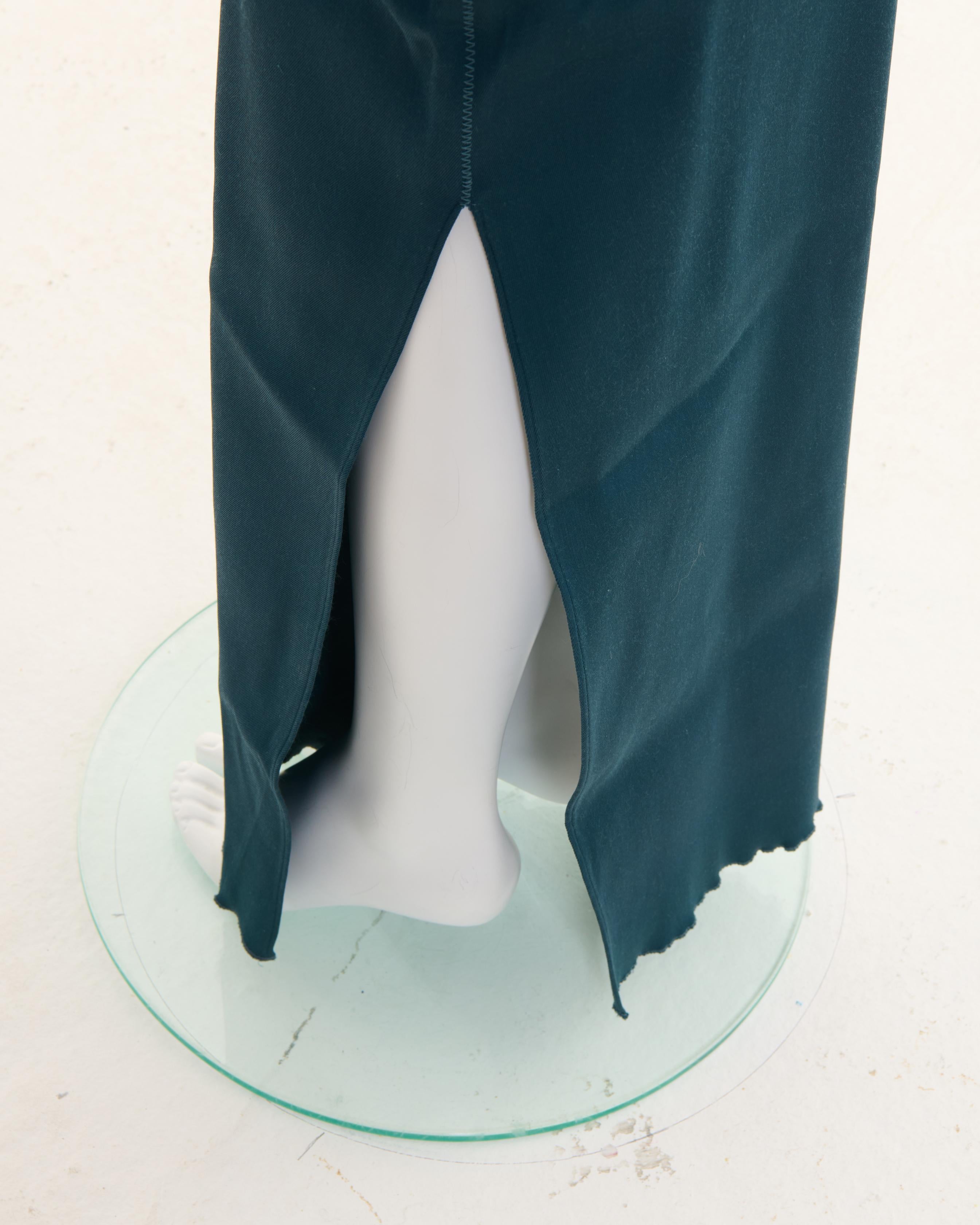 Lanvin Early 00's Viscose Green Long Dress For Sale 1