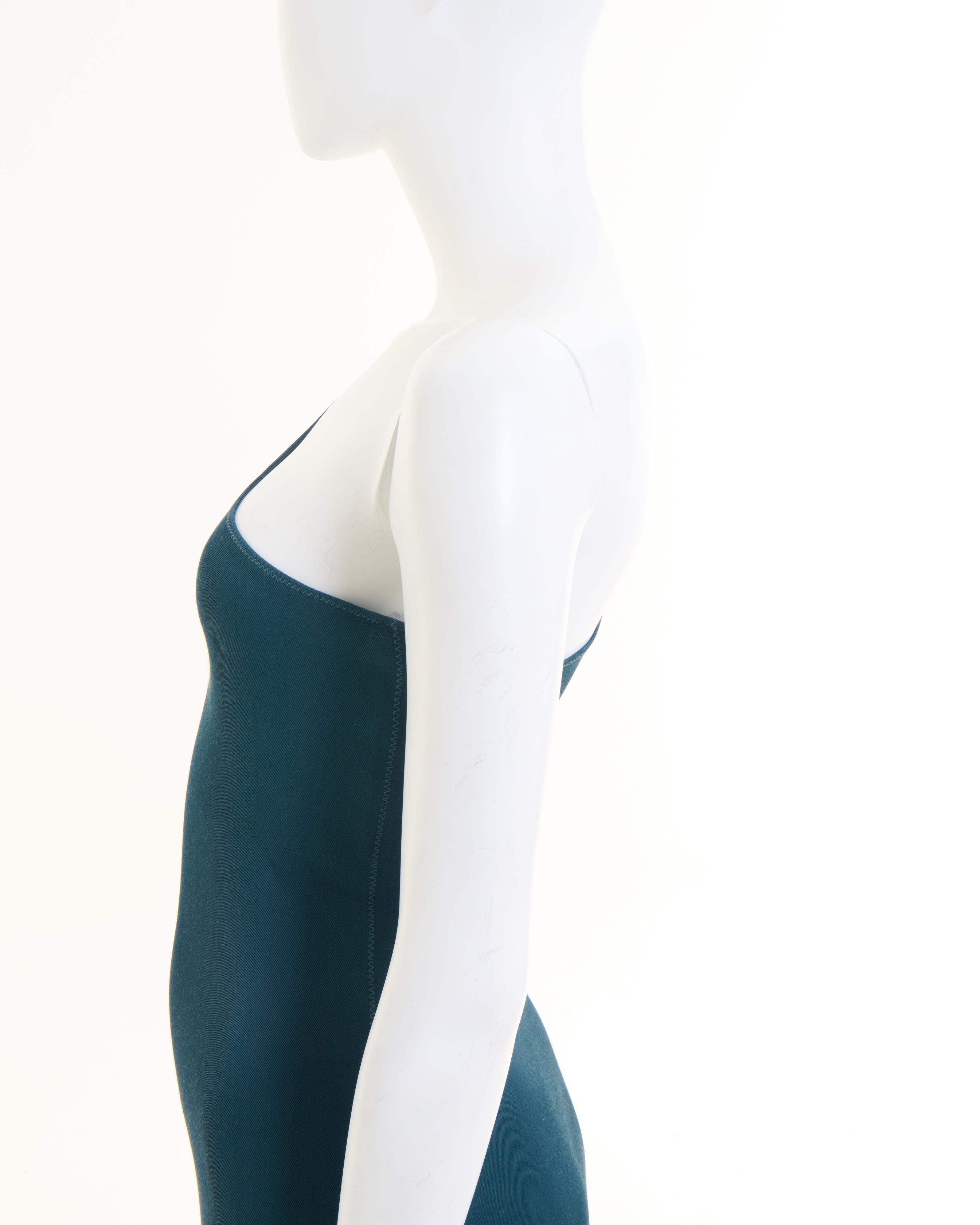 Lanvin Early 00's Viscose Green Long Dress For Sale 2