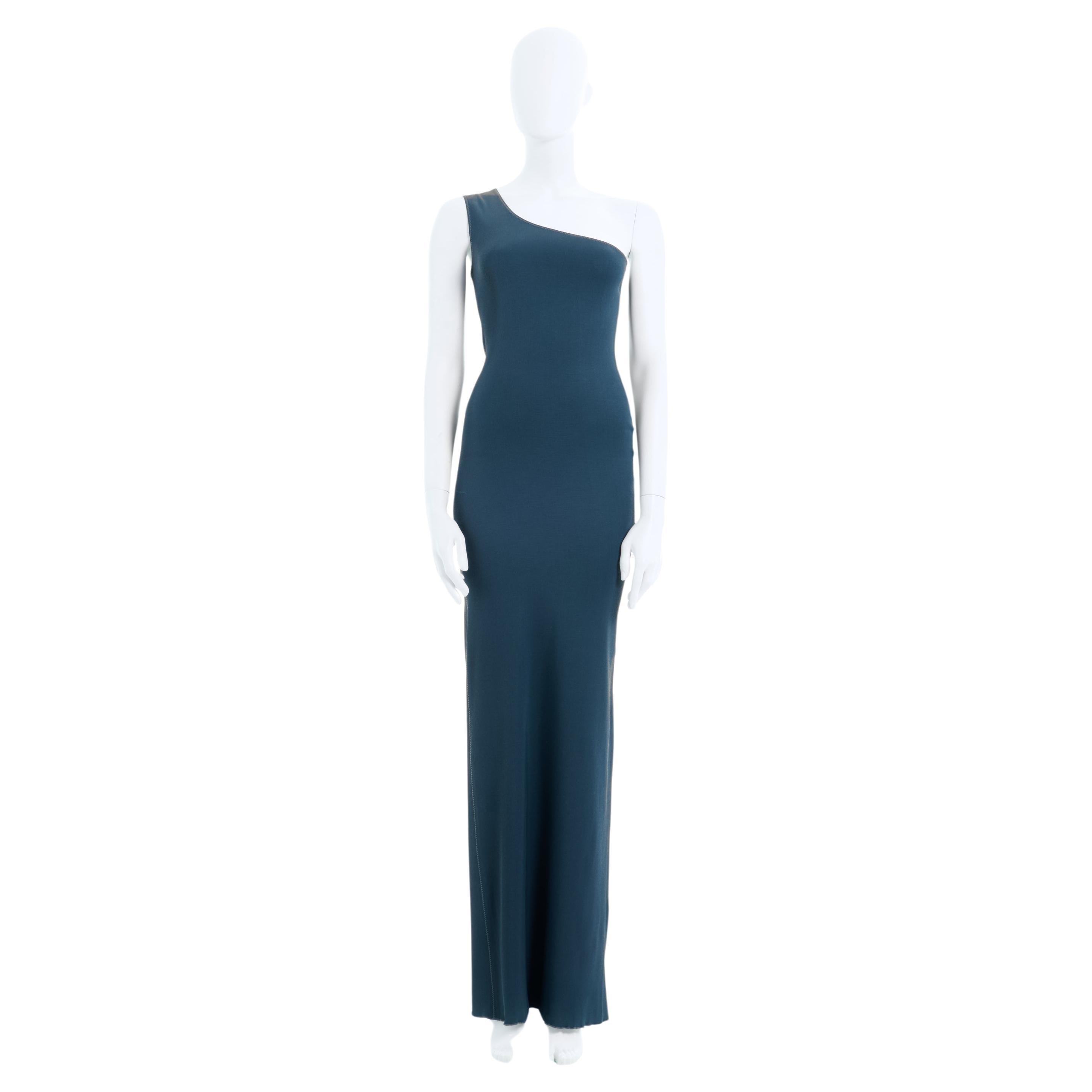 Lanvin Early 00's Viscose Green Long Dress For Sale