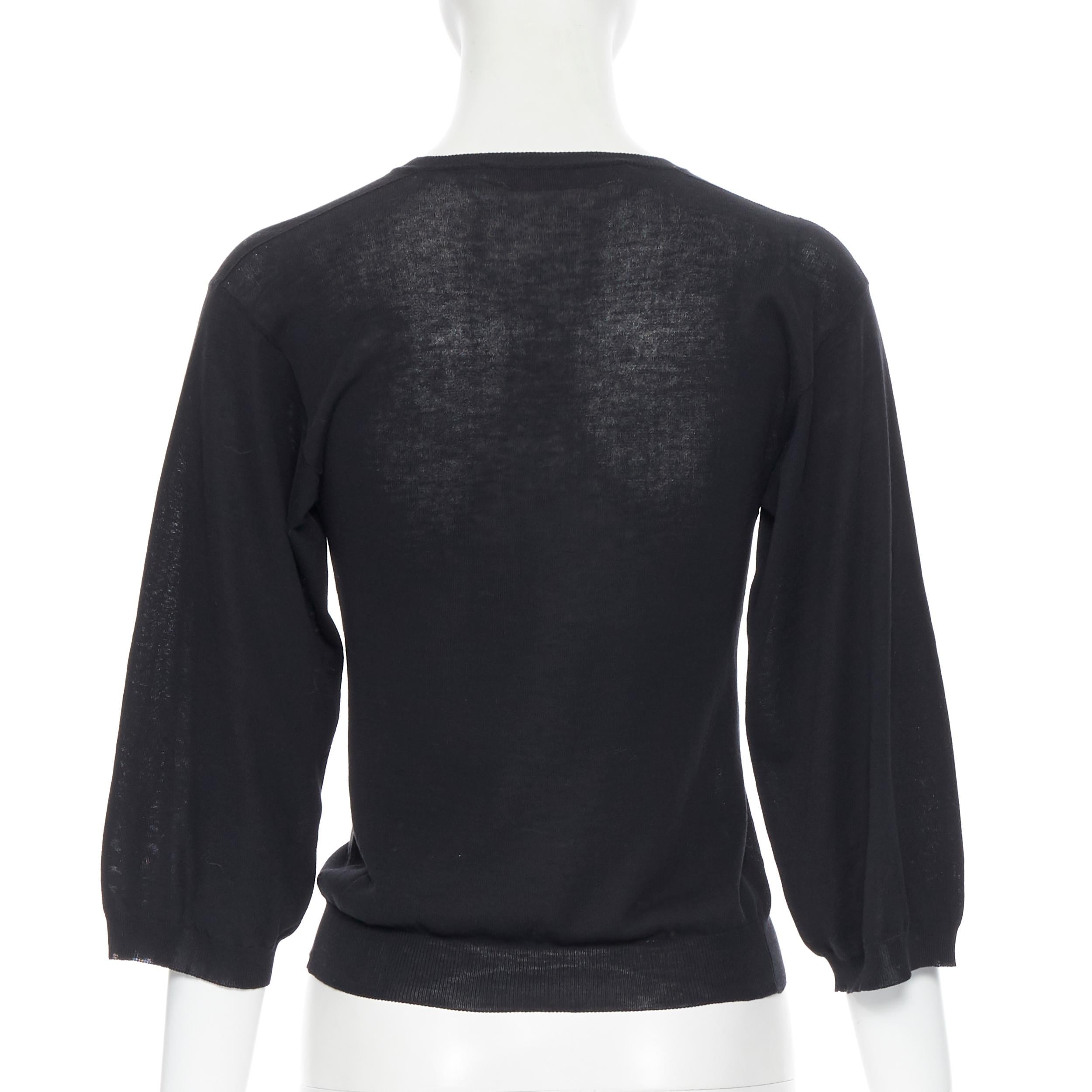 Black LANVIN Elbaz 2005 100% cotton wide sleeve silk button cardigan sweater XS