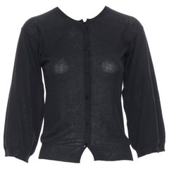LANVIN Elbaz 2005 100% cotton wide sleeve silk button cardigan sweater XS