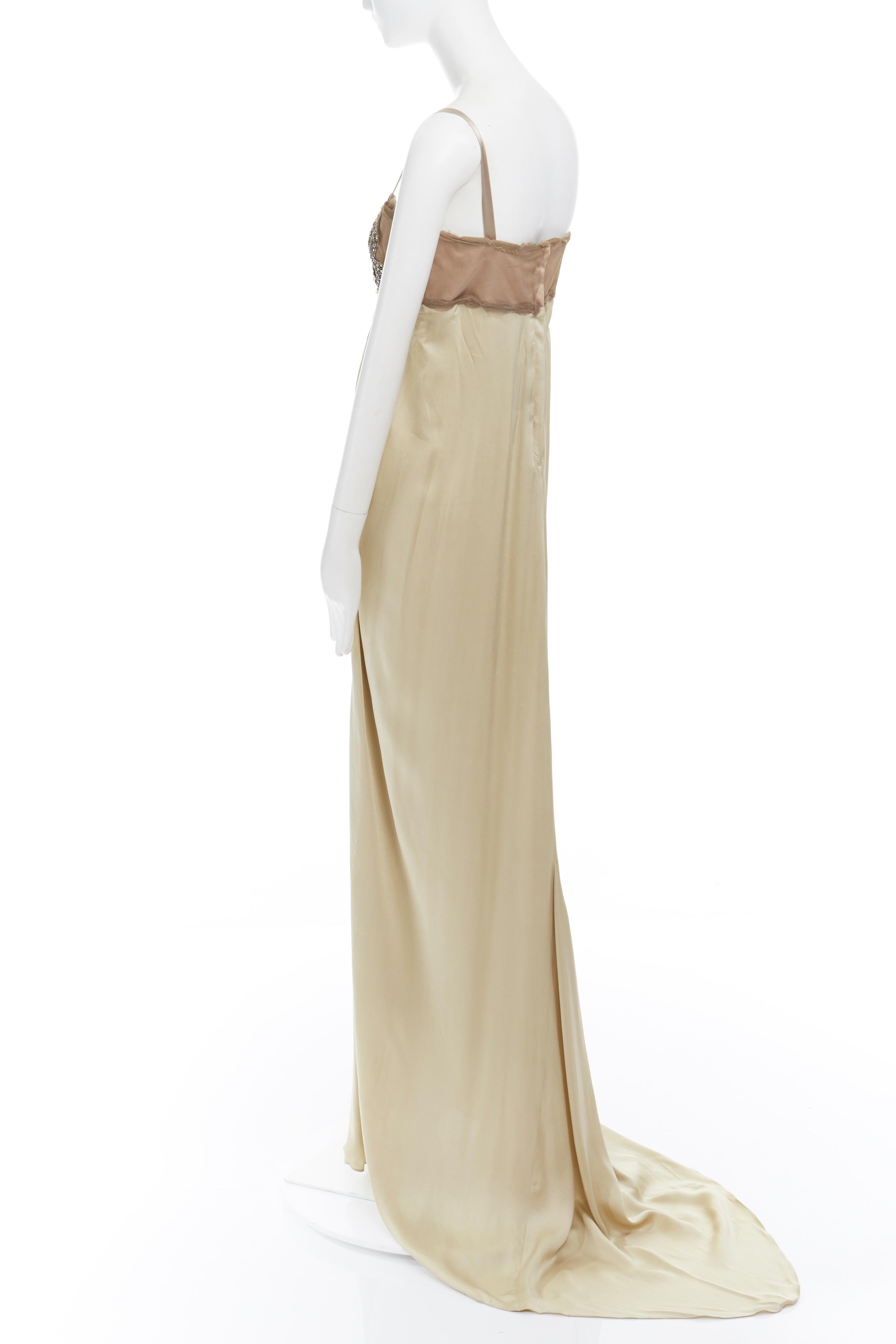 LANVIN ELBAZ 2006 kristallbesetztes, juwelenbesetztes Kleid aus Seide mit drapiertem Oberteil FR38 1