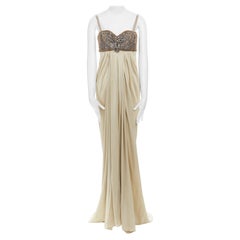 LANVIN ELBAZ 2006 abito in seta drappeggiata a rete grezza con busto impreziosito da cristalli FR38