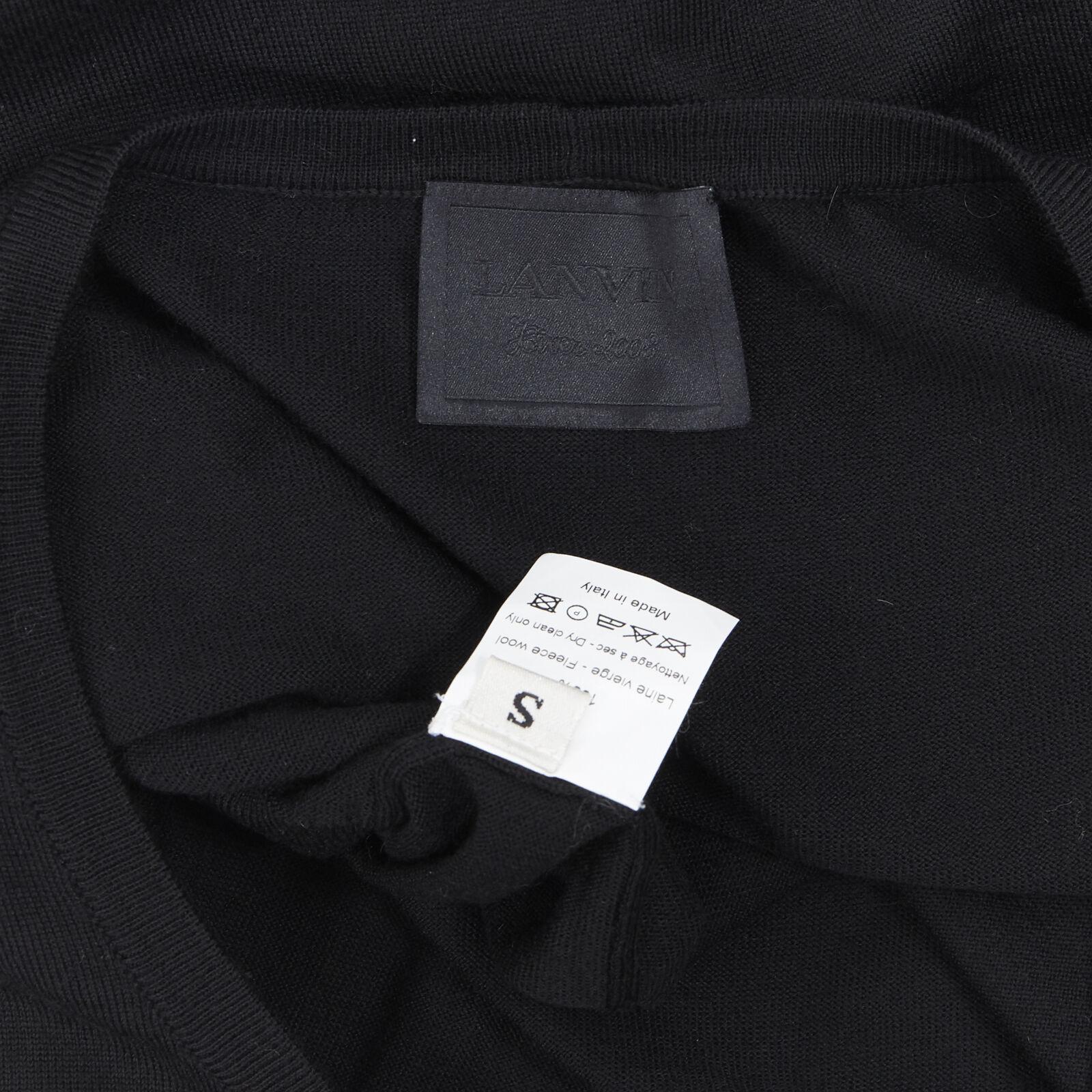 LANVIN Elbaz 2008 100% fleece wool black signature grosgrain ribbon sweater S For Sale 3