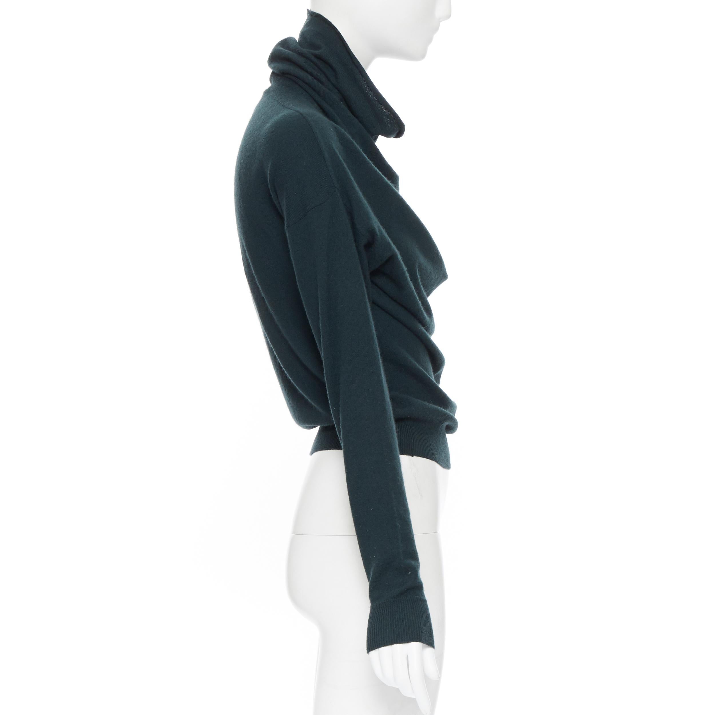 LANVIN Elbaz 2009 100% fleece wool forest green draped pullover sweater S In Excellent Condition In Hong Kong, NT