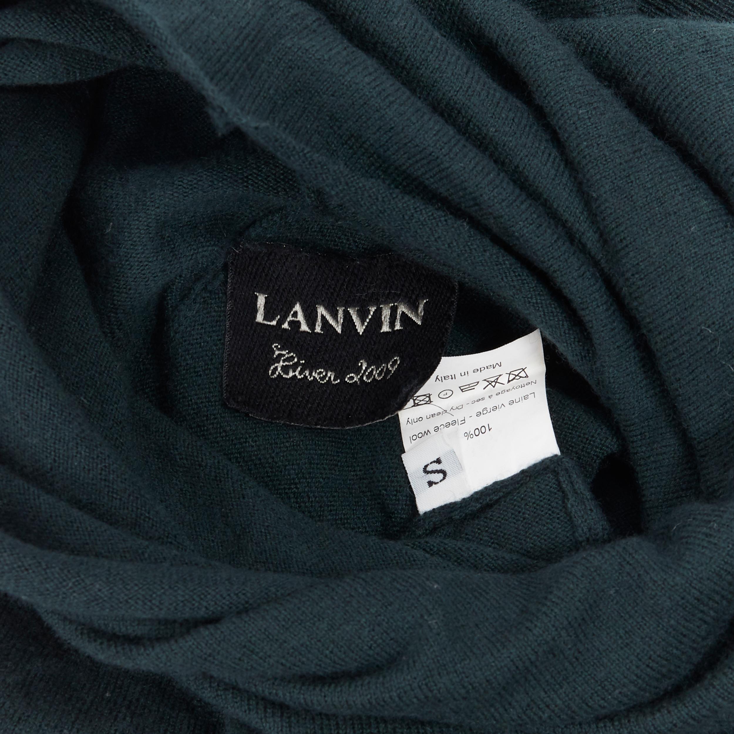 LANVIN Elbaz 2009 100% fleece wool forest green draped pullover sweater S 3