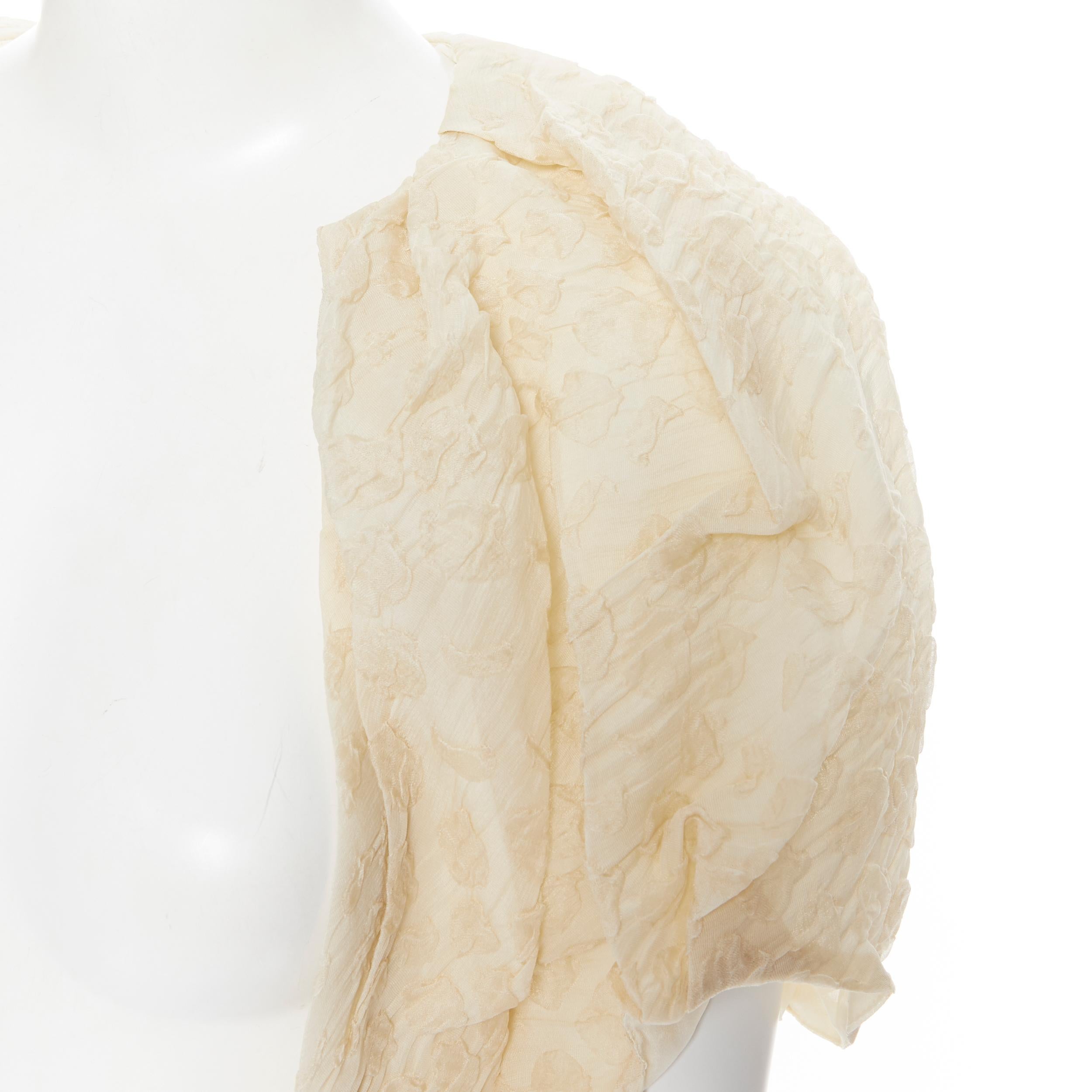 LANVIN Elbaz 2009 beige floral cloque silk cropped shrug jacket FR36 XS 1