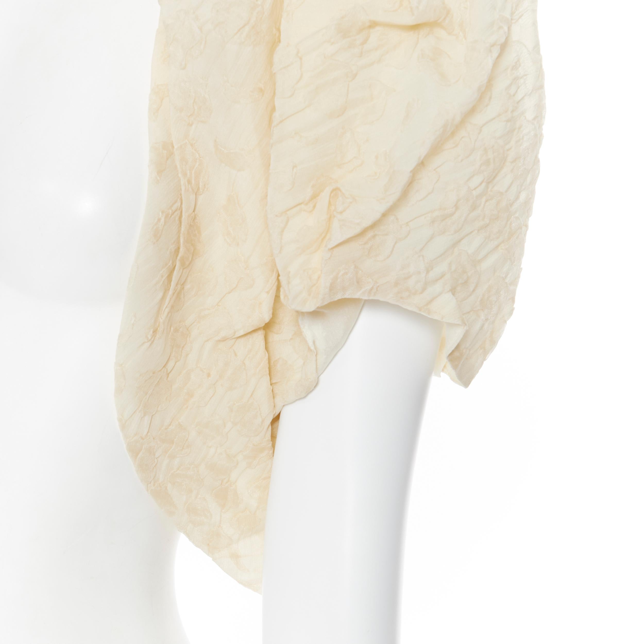 LANVIN Elbaz 2009 beige floral cloque silk cropped shrug jacket FR36 XS 2
