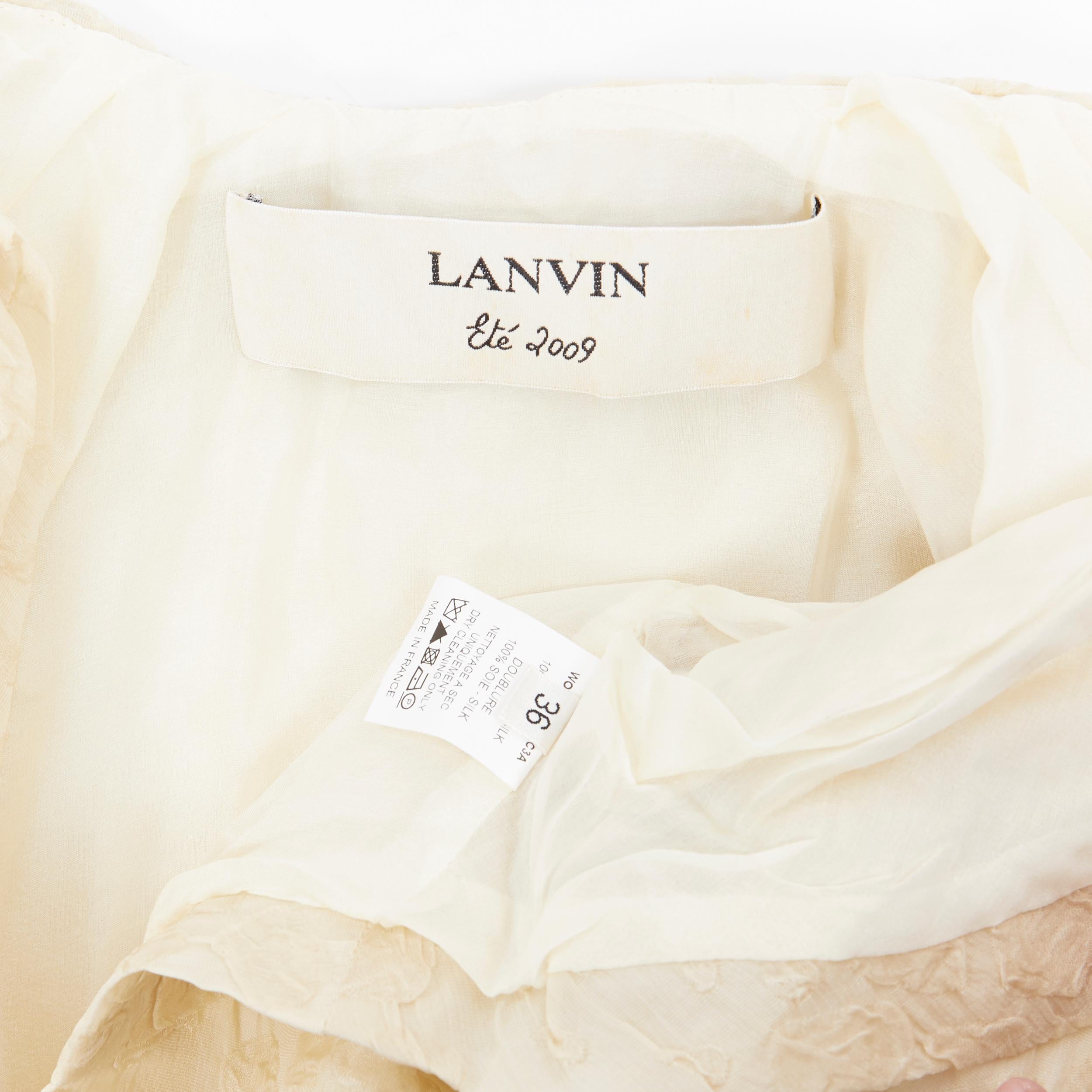 LANVIN Elbaz 2009 beige floral cloque silk cropped shrug jacket FR36 XS 4