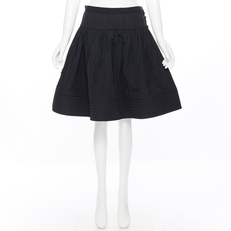 LANVIN ELBAZ 2009 black polyester raw frayed flared crin hem knee skirt  FR38 S For Sale at 1stDibs