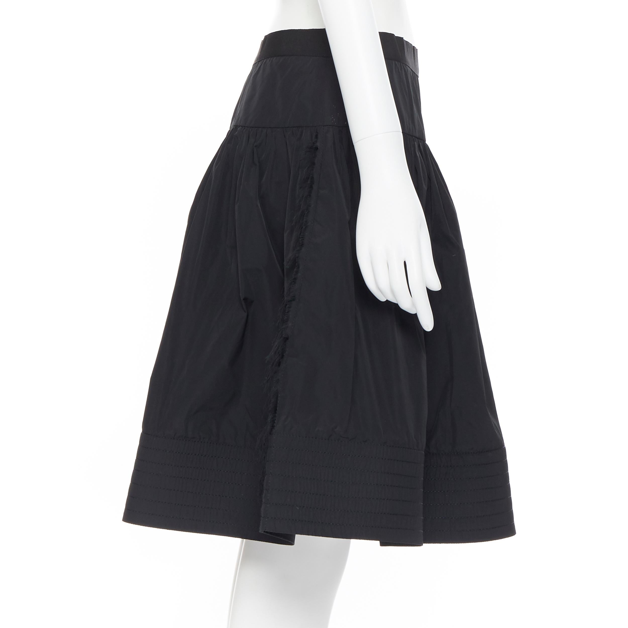 LANVIN ELBAZ 2009 black polyester raw frayed flared crin hem knee skirt FR38 S In Excellent Condition In Hong Kong, NT