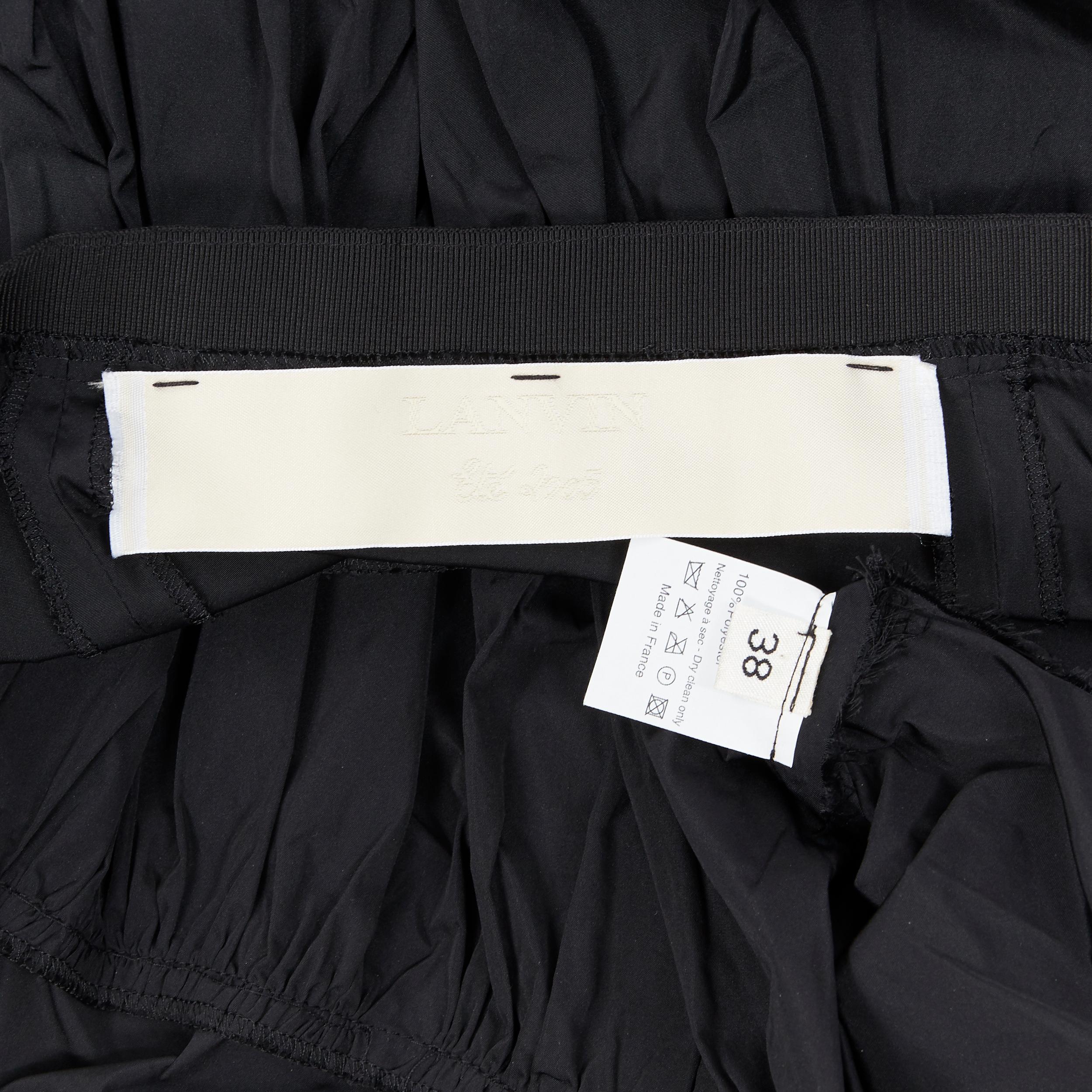 LANVIN ELBAZ 2009 black polyester raw frayed flared crin hem knee skirt FR38 S 3