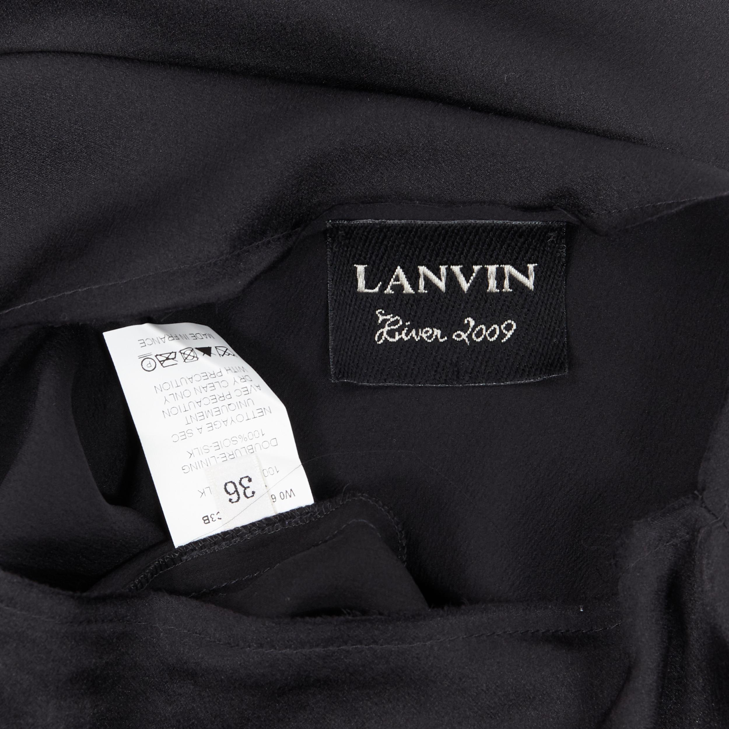 LANVIN Elbaz 2009 black silk lurex gold cut out design cap sleeve top FR36 XS 4