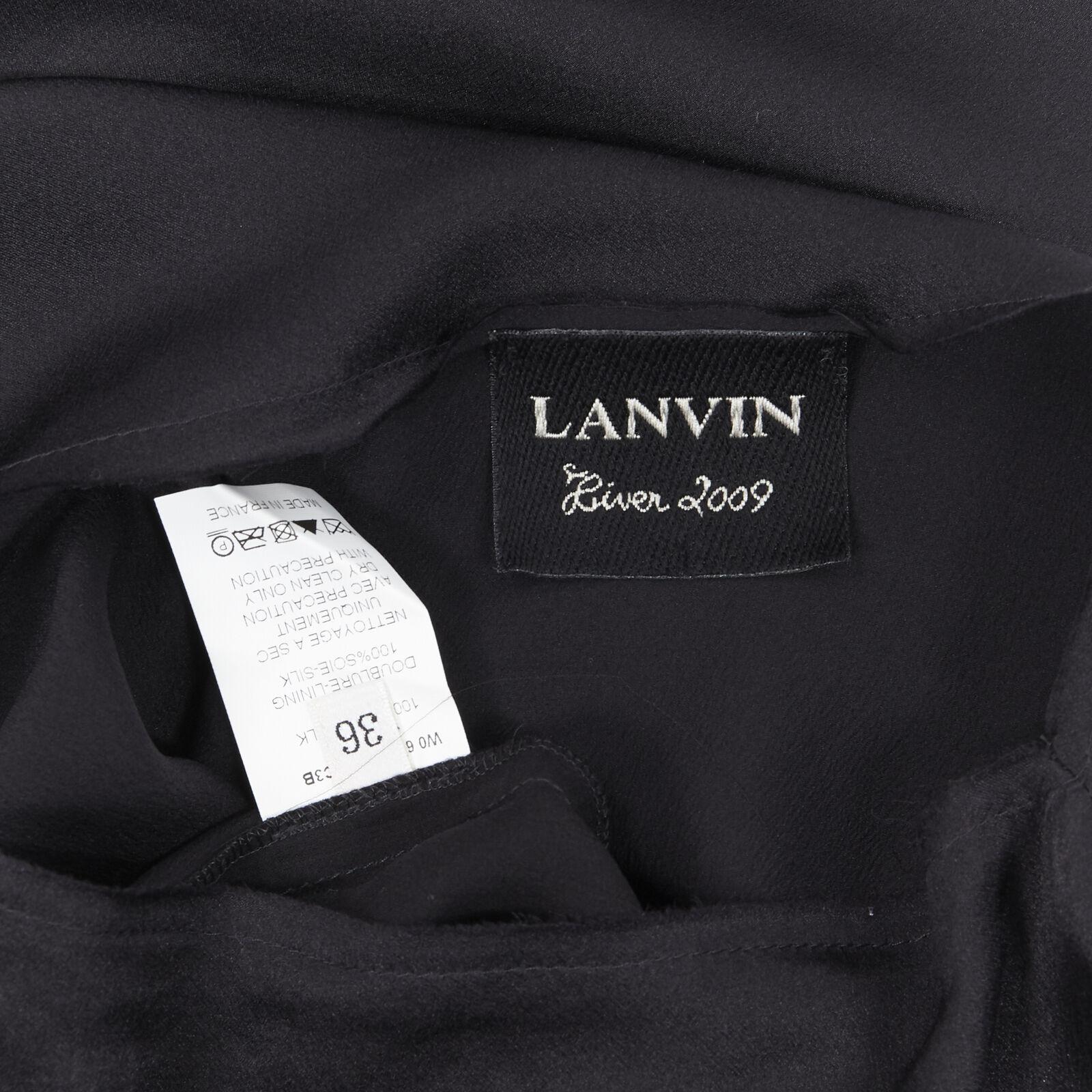 LANVIN Elbaz 2009 black silk lurex gold cut out design cap sleeve top FR36 XS For Sale 4