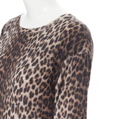 LANVIN ELBAZ 2010 100% wool brown leopard spot 3/4 sleeve knit sweater dress XS