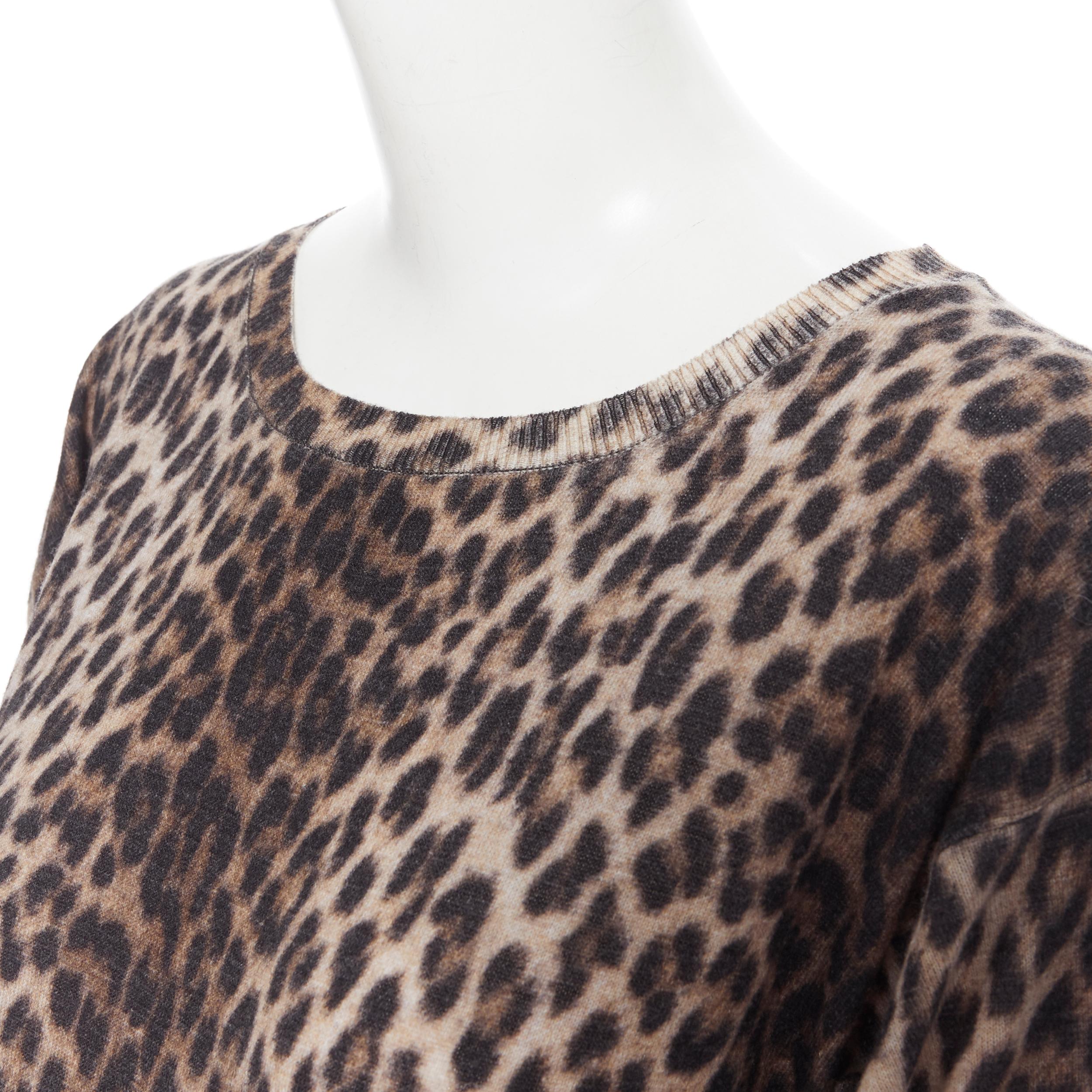 LANVIN ELBAZ 2010 100% wool brown leopard spot 3/4 sleeve knit sweater dress XS 2