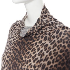 LANVIN Elbaz 2010 100% wool brown leopard spot pullover slit sleeve sweater XS