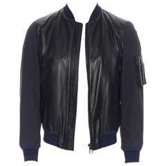 LANVIN ELBAZ cazadora bomber de piel de cordero negra en contraste con detalle MA1 delante EU44 XS