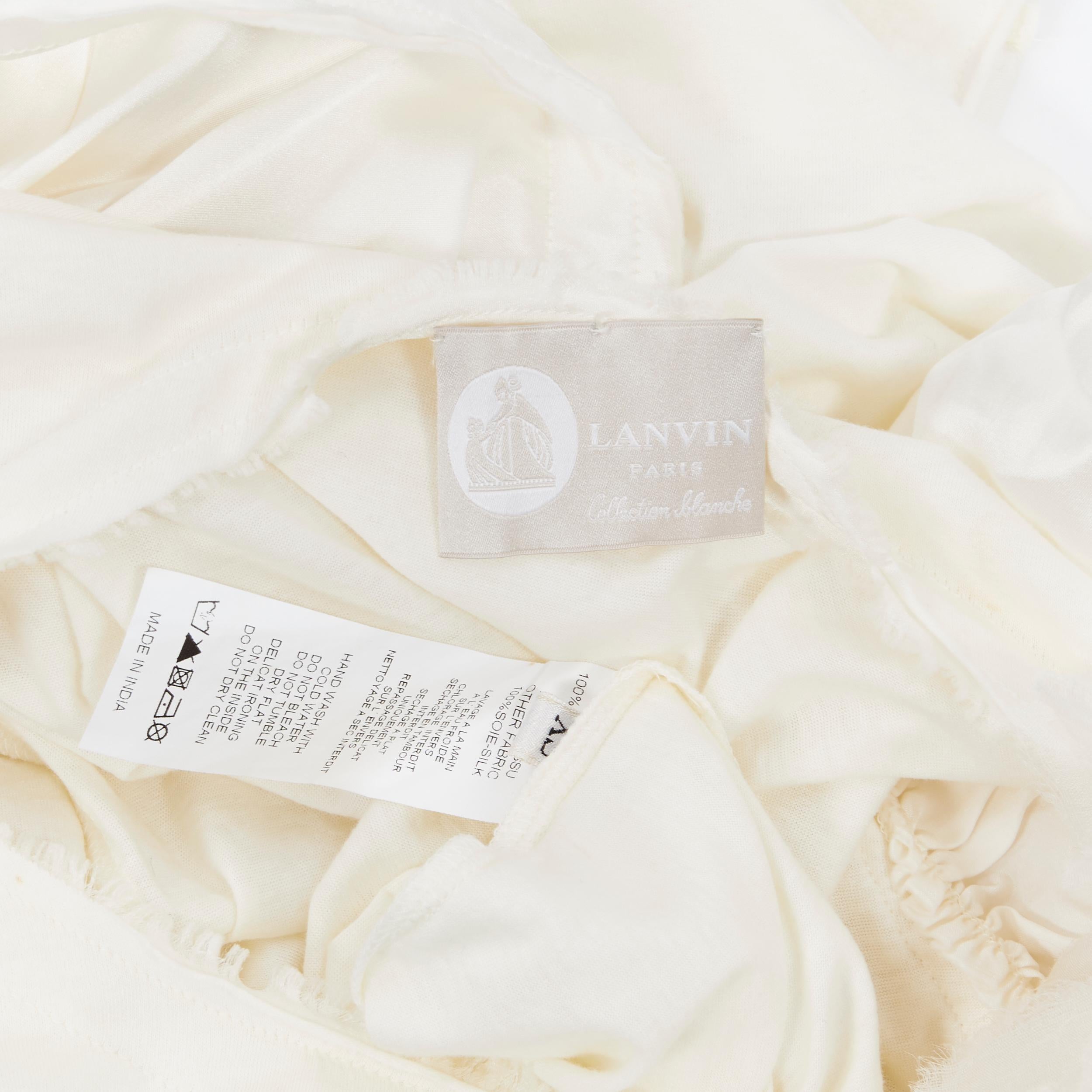 LANVIN Elbaz Collection Blanche white cotton tiered ruffle silk sleeve top XS 6