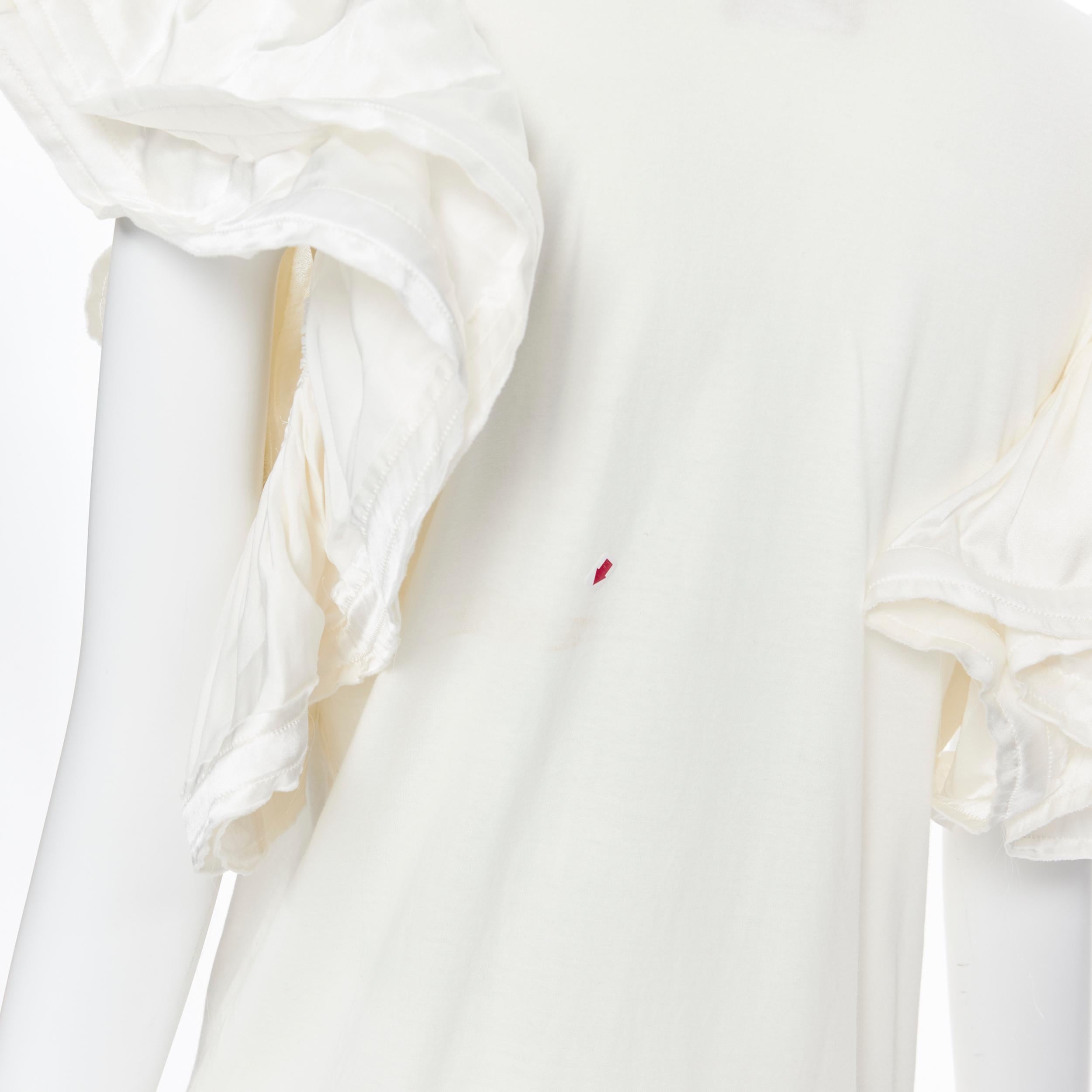 LANVIN Elbaz Collection Blanche white cotton tiered ruffle silk sleeve top XS 4