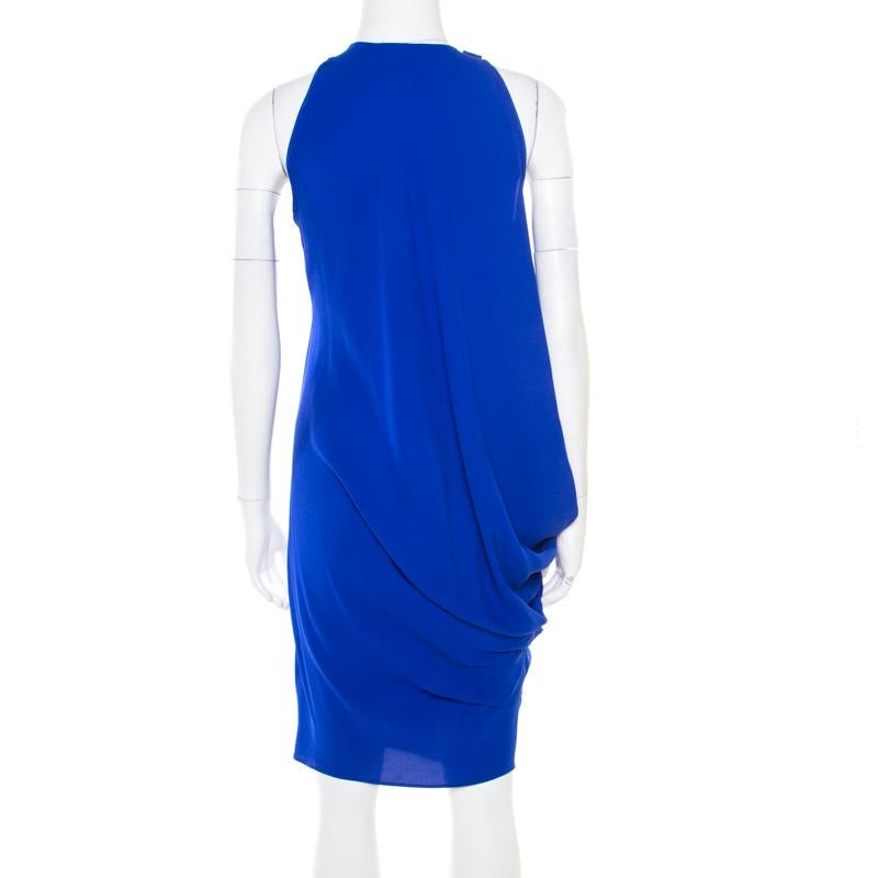 electric blue silk dress