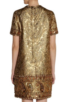 Lanvin Embellished Gold Metallic Brocade Cocktail Dress, Spring 2014 Runway