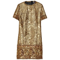 Lanvin Embellished Gold Metallic Brocade Cocktail Dress, Spring 2014 Runway