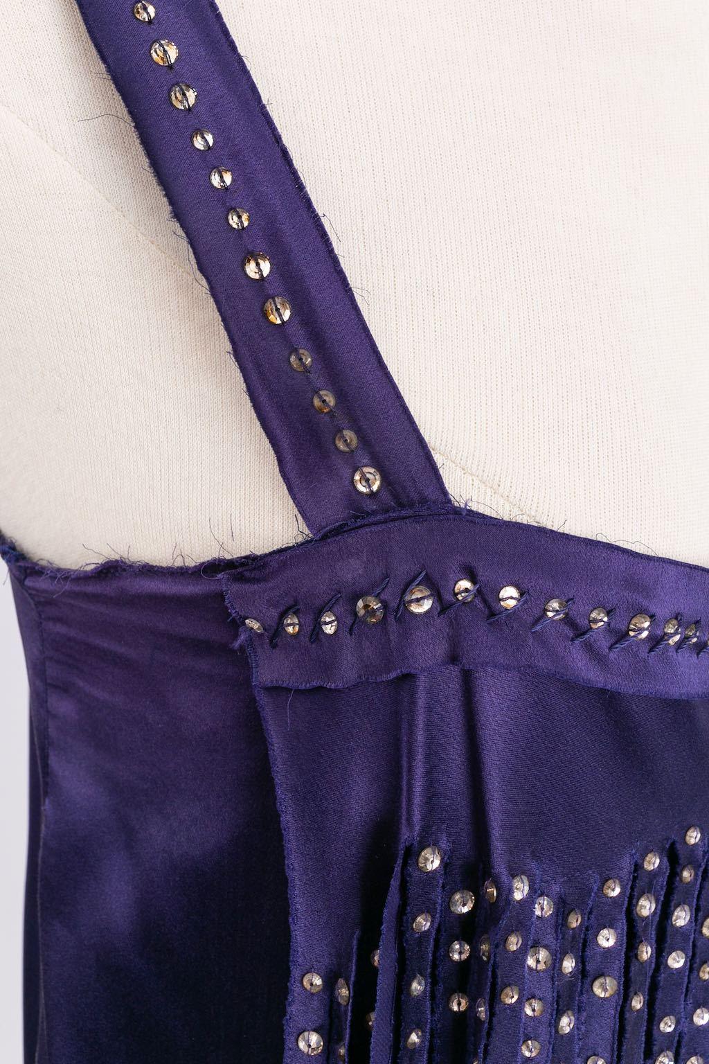 Robe en soie violette ornée de Lanvin Collection Winter, 2004 en vente 5