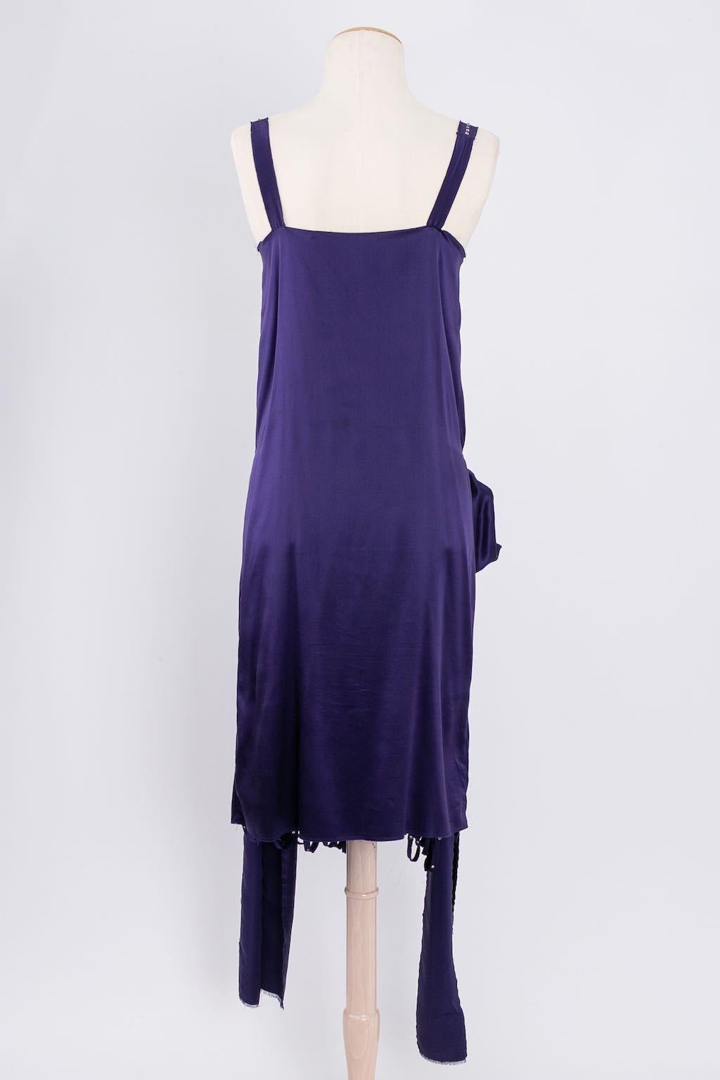 Black Lanvin Embellished Purple Silk Dress Winter Collection, 2004