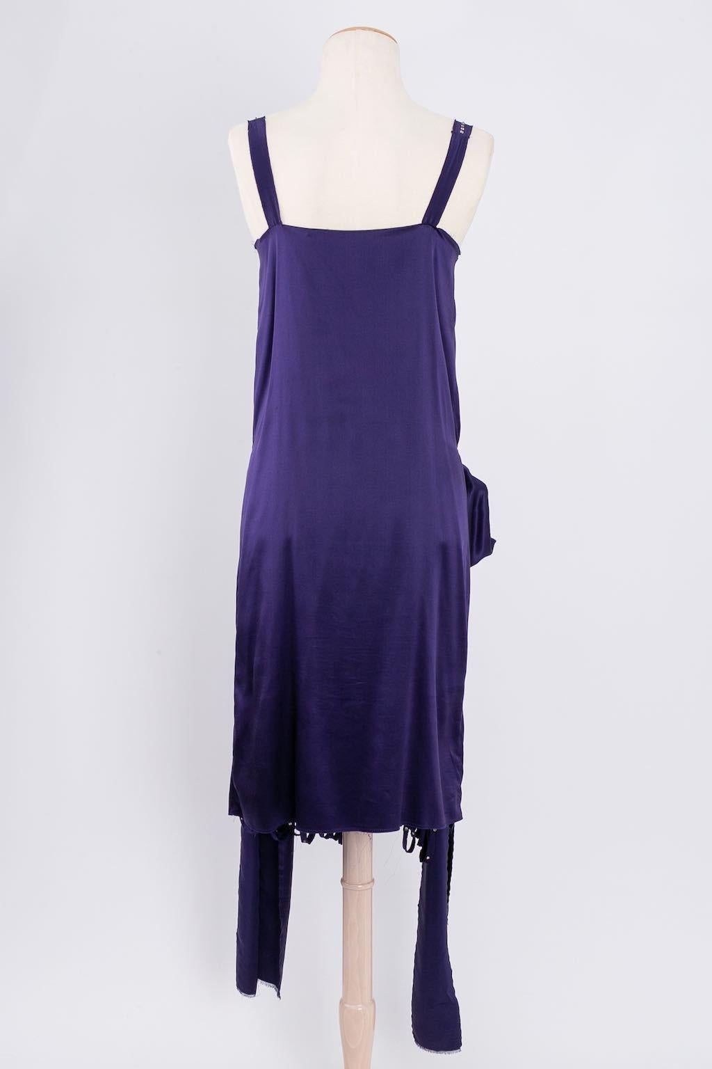 Black Lanvin Embellished Purple Silk Dress Winter Collection, 2004 For Sale