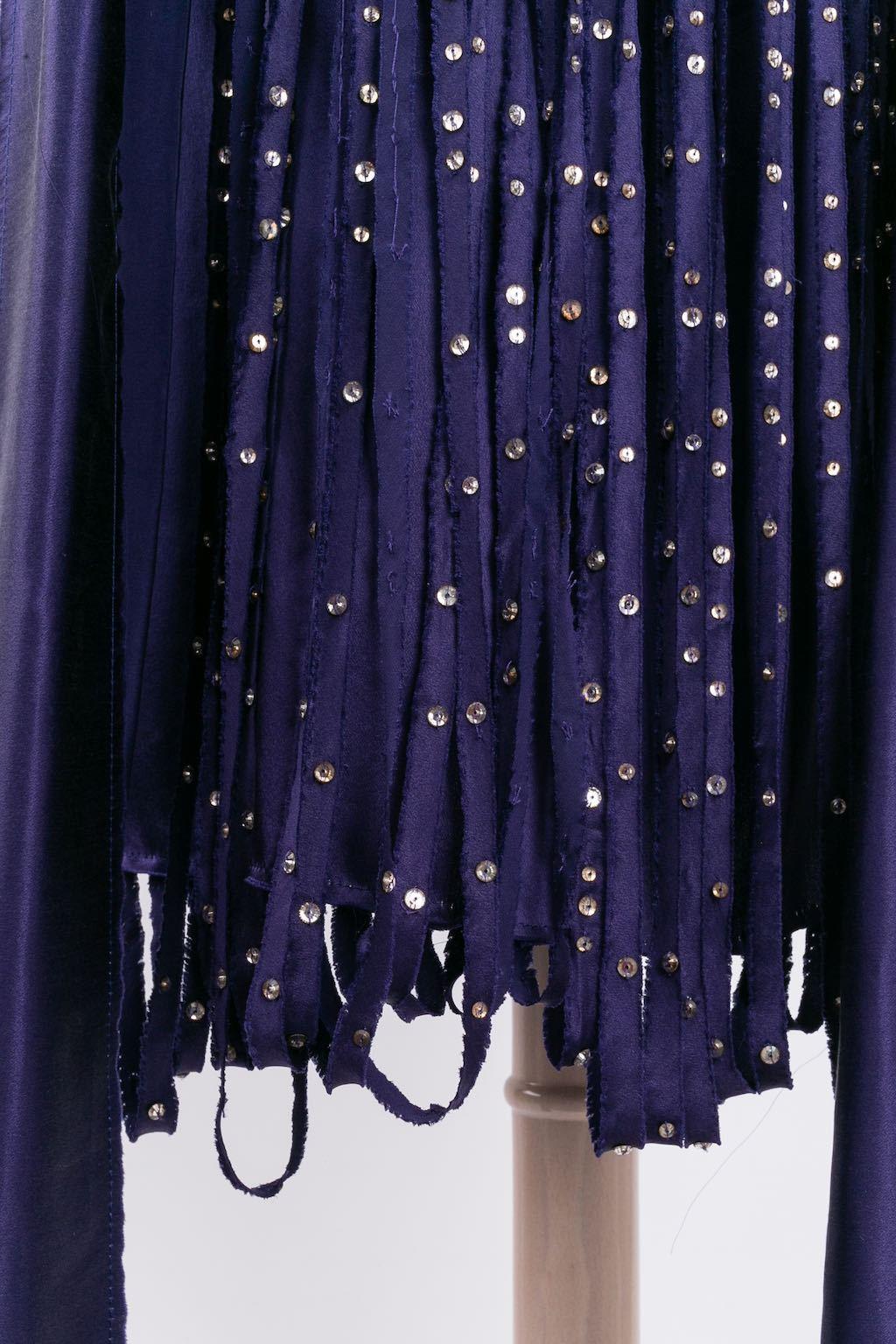 Lanvin Embellished Purple Silk Dress Winter Collection, 2004 For Sale 2