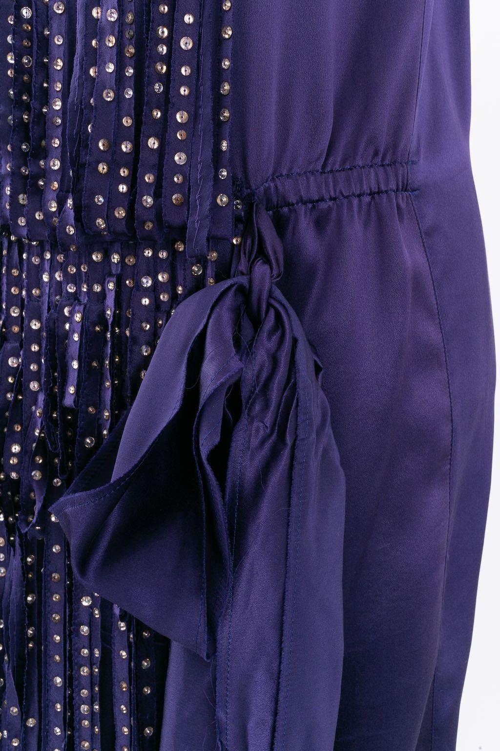 Robe en soie violette ornée de Lanvin Collection Winter, 2004 en vente 3