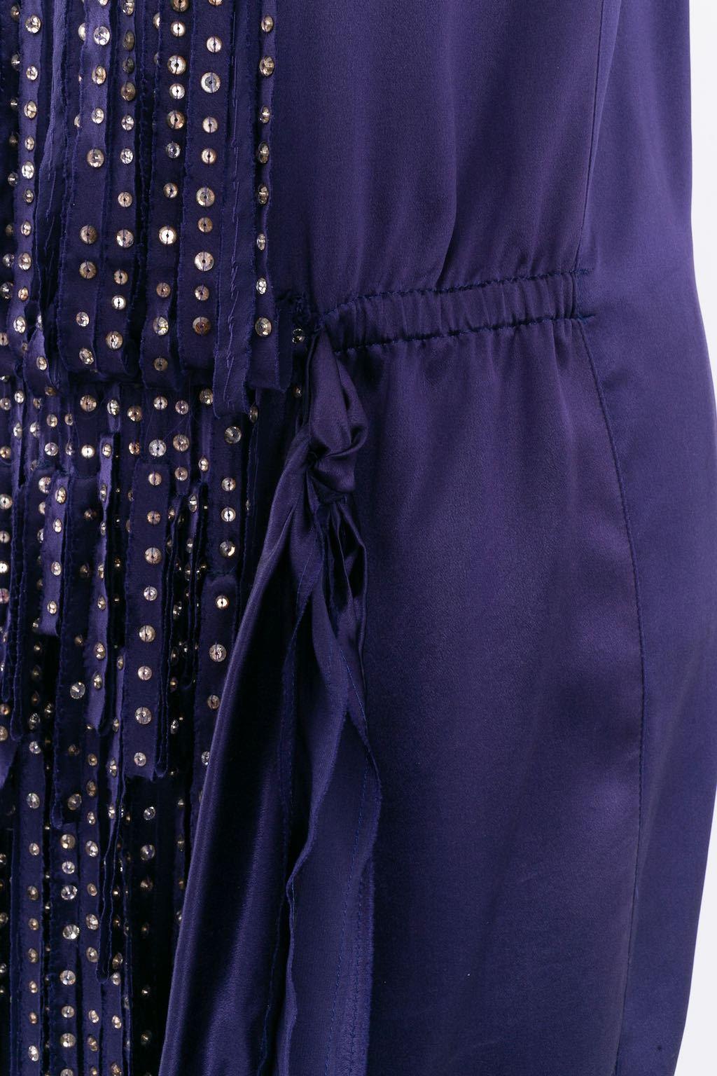 Lanvin Embellished Purple Silk Dress Winter Collection, 2004 For Sale 4