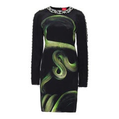 LANVIN EMBELLISHED SNAKE PRINT SILK DRESS FR Size 36