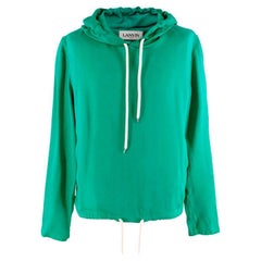 Lanvin Smaragdgrüner Kapuzenpullover aus Seidenjersey