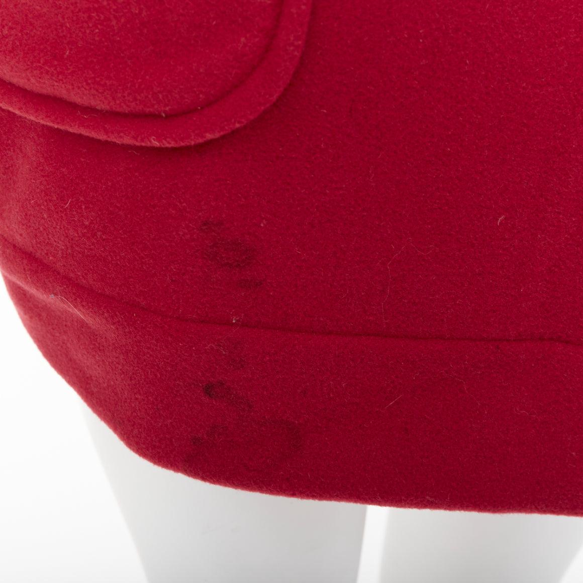 LANVIN EN BLEU cappotto in misto lana rosso nero marrone con alamari in pelle FR36 S in vendita 3