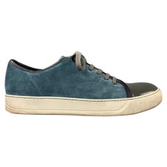 LANVIN en BLEU Größe 9 Blau Leder Lace Up Sneakers