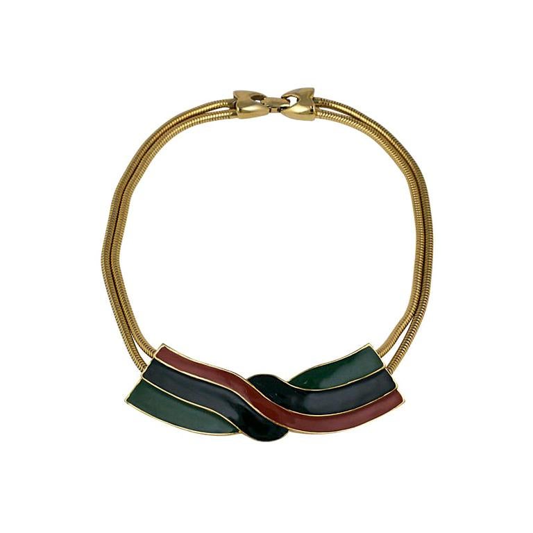 Lanvin Enamel Swirl Knot Necklace For Sale