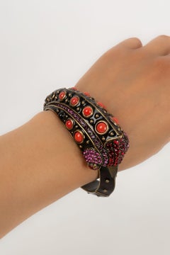 Bracciale Lanvin in metallo dorato scuro smaltato