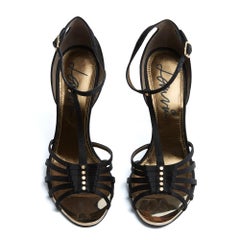 Lanvin Escarpins Sandales EU38 Nero Satin Heels Pumps Sandals UK5 US7.5 New