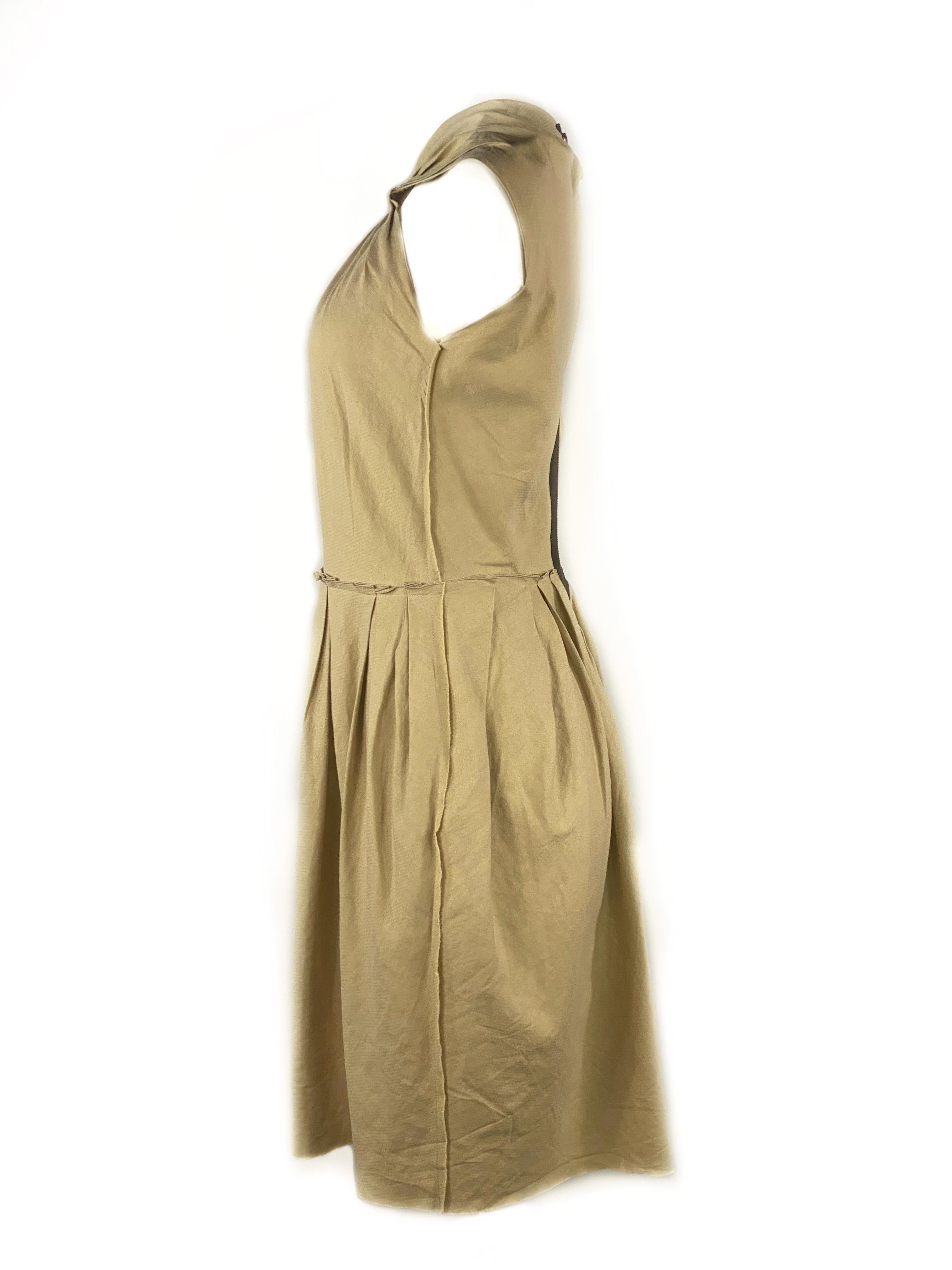 Women's LANVIN Est. 2009 Beige Sleeveless Mini dress w/ Zipper Size 36