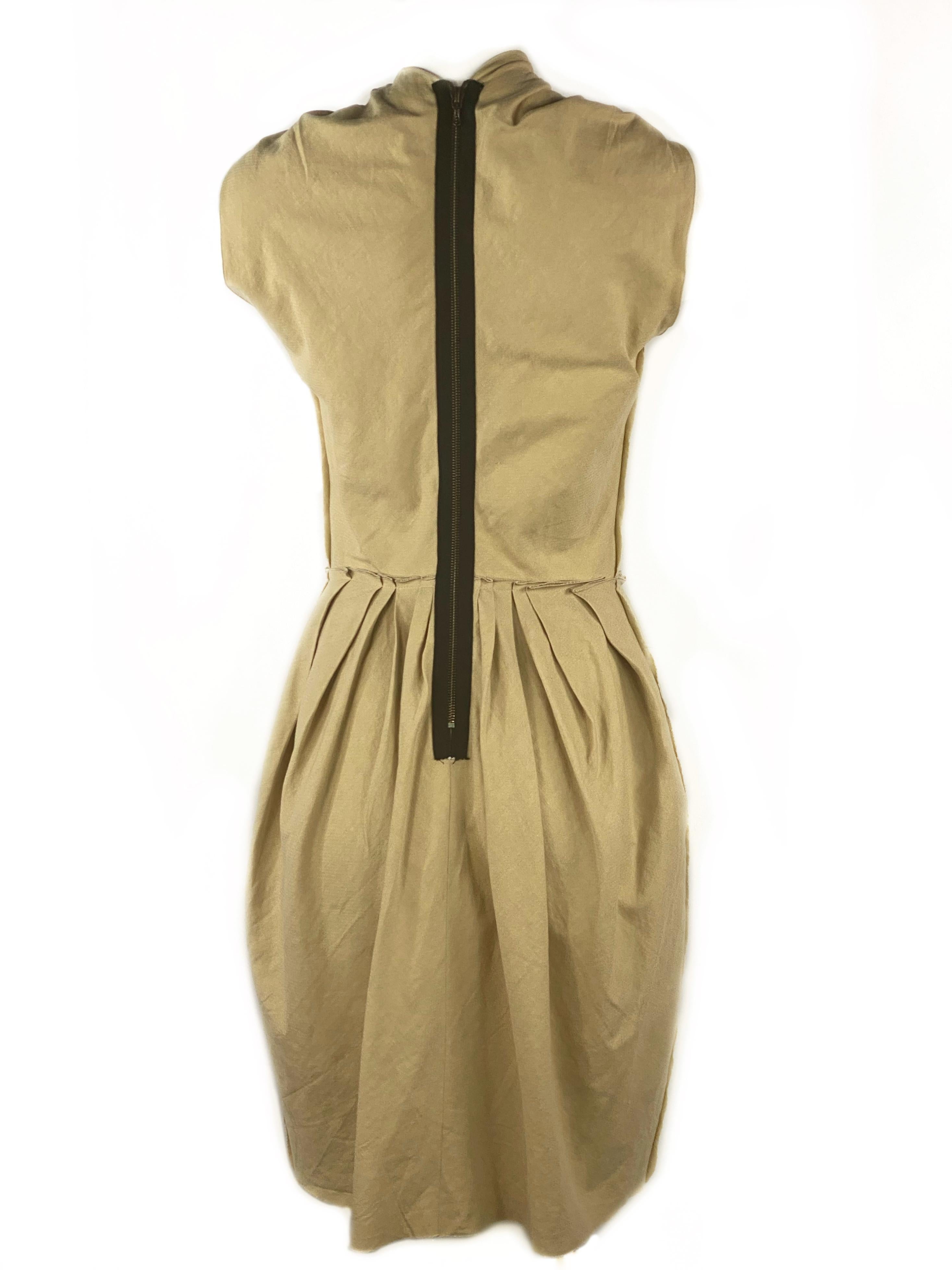 LANVIN Est. 2009 Beige Sleeveless Mini dress w/ Zipper Size 36 1