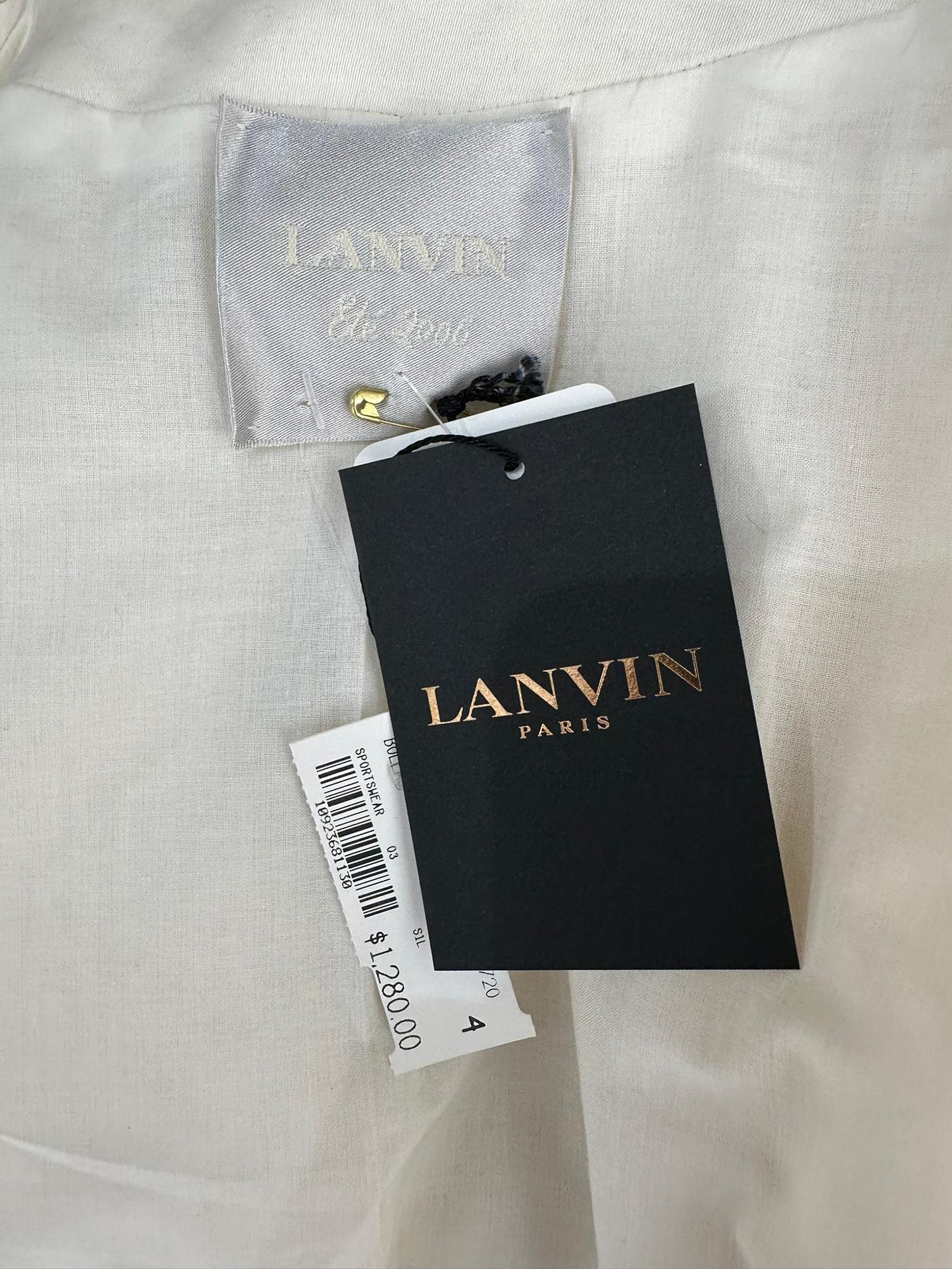 Lanvin Ete' 2006 Alber Elbaz Cremefarbene Jacke mit Puffärmeln und cremefarbenem Schalkragen und Cropped  im Angebot 8