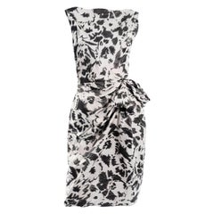 Lanvin Ete 2011 Alber Elbaz Gray and Black Abstract Print Crinkle Sheath Dress