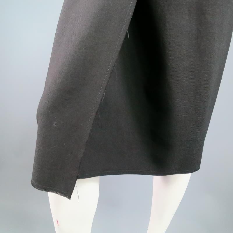 LANVIN Fall 2007 - Size US 8 / FR 40 Black Wool Hook Wrap Skirt In Excellent Condition In San Francisco, CA