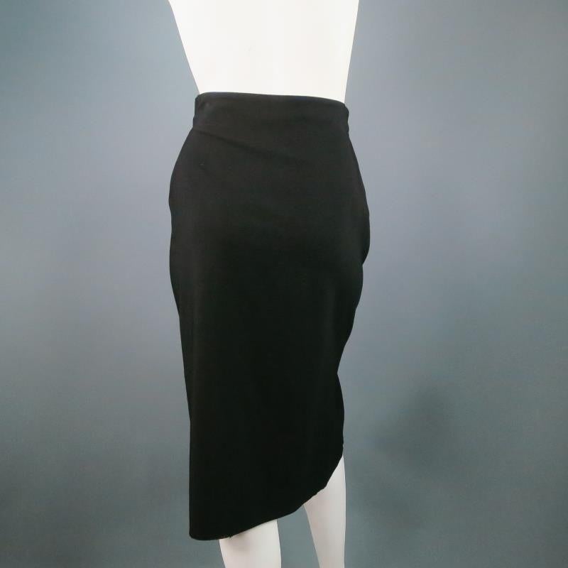 LANVIN Fall 2007 - Size US 8 / FR 40 Black Wool Hook Wrap Skirt 3