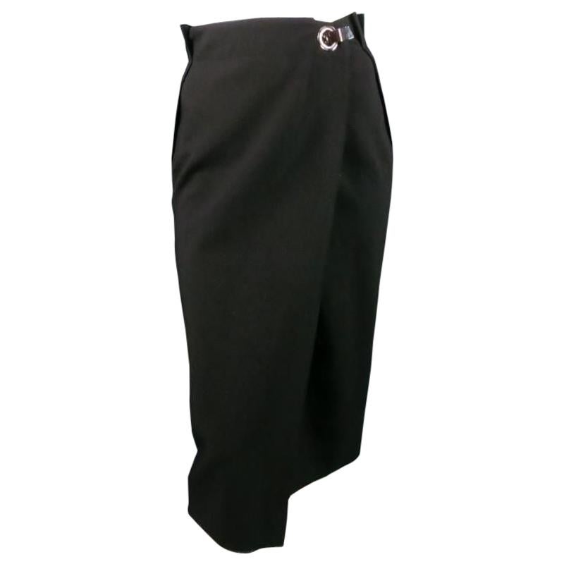 LANVIN Fall 2007 - Size US 8 / FR 40 Black Wool Hook Wrap Skirt