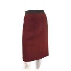 LANVIN Otoño 2008 Talla M Falda A Linea Punto Lana Marrón