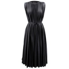 Lanvin Faux Leather Pleated Midi Dress (Size: US 0-2/XXS)