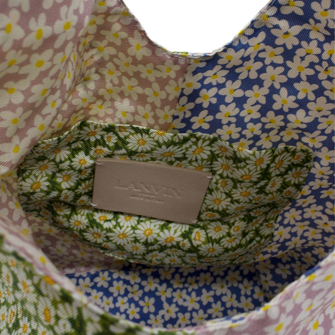 Lanvin Floral Silk Patchwork Bucket Bag In Excellent Condition For Sale In Atlanta, GA